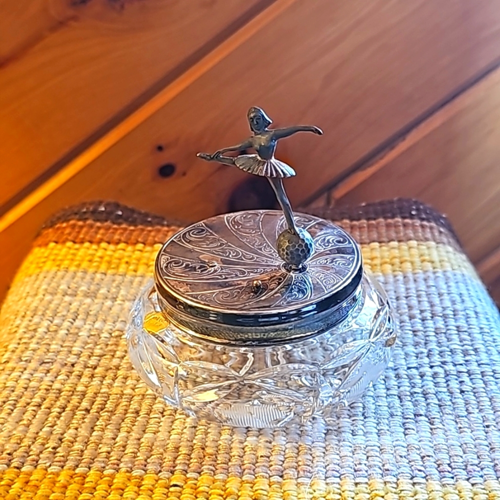 German Cut Crystal Ballerina Trinket Box